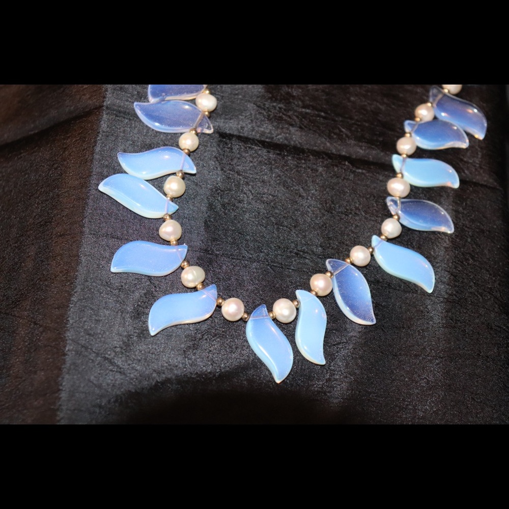 Moonstone & pearl statement necklace
